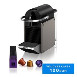 Espressor Cafetiera Capsule Nespresso Pixie Titan, 1260W, 19 Bar, 0.7L, Iconic Design, Titan