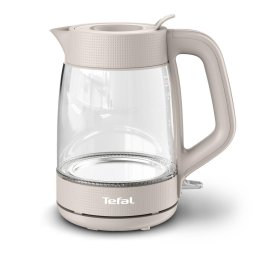 Fierbator Fierbator de apa Tefal Morning KO2G0BE0, 2000 W, 1.7 L, vas din sticla cu gradatii, iluminare ambientala, filtru detasabil, functie oprire automata, baza rotativa, crem