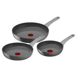 Tigai si seturi Set de 3 tigai Tefal Renew On C4279132, 20/24/28 cm, 100% aluminiu reciclat, indicator Thermo-Signal, compatibil cu inductia, invelis ceramic, gri