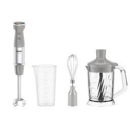 Quickchef+ HB67MB30, 1000W, 20 trepte de viteza, functie Turbo, tocator 1000 ml, pahar de masurat 800ml, tel, inox, 4 lame Powelix, gri & argintiu