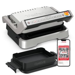 Gratar electric Grătar electric 4in1 multifuncțional TEFAL OptiGrill Inox GC774D30, 9 programe, conectivitate la aplicație, tava pentru cuptor, tavi detasabile, argintiu & negru