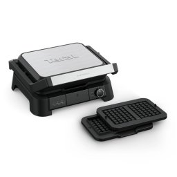 Gratar electric Gratar electric multifunctional Tefal SuperGrill 4-in-1 GC517DE0, 2000 W, placi detasabile, 3 trepte temperatura, functie cuptor, barbeque si waffle, 600 cm2, negru & argintiu