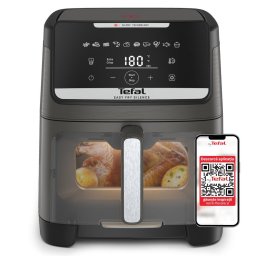 Friteuza Friteuză cu aer cald Tefal Easy Fry Silence EY846HE0, 1800W, 7L - Air fryer cu 10 programe automate, ecran LCD, silențioasă, tehnologie Extra Crisp, oprire automată, gri