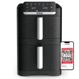 Friteuza Friteuza dubla cu aer cald Tefal Easy Fry Crispy Stack EY7528E0, 2700 W, 10 L - Air fryer cu 7 programe automate, 2 compartimente, temperatura ajustabila, display digital, oprire automata, negru