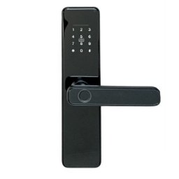 Yală smart cu panou din sticlă, cod PIN, card RFID, cheie și aplicație TTLock, interior, negru - Smartpass MALAGA GLS BLACK