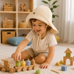 Palarie din Muselină pentru Copii (100% Bumbac) – Culoare Beige ,Per Bambini