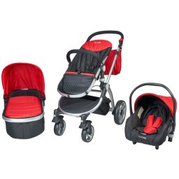 Carucior 3 în 1 KidsCare Veneto rosu cu landou, parte sport si scoica
