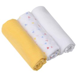 Set 3 paturici din muselina pentru bebelusi, galben, Clevamama