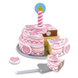 Tort din lemn etajat Melissa & Doug cu 8 felii si accesorii