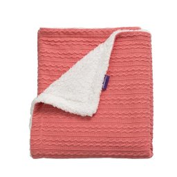 Paturica bebe Sherpa roz 75x100 cm, moale si calduroasa Clevamama