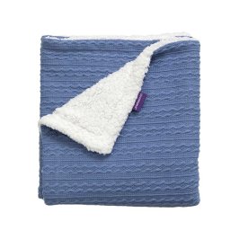 Paturica Lux Sherpa pentru bebelusi 75 x 100 cm albastra Clevamama