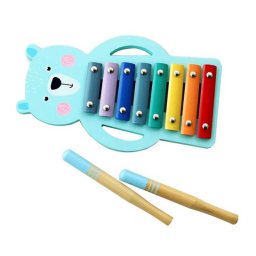Xilofon muzical Ursulet din lemn cu lamele metalice, Adam Toys