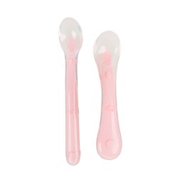Set 2 lingurite flexibile din silicon pentru diversificare, roz somon