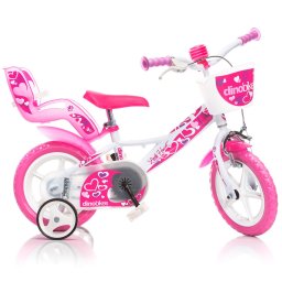 Bicicleta pentru copii Dino Bikes Little Hearth 12 inch, alb cu roz