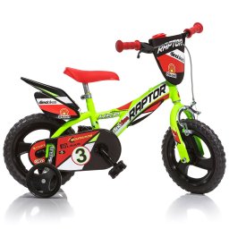 Bicicleta pentru copii Raptor Dino Bikes 12 inch, verde, 2-4 ani