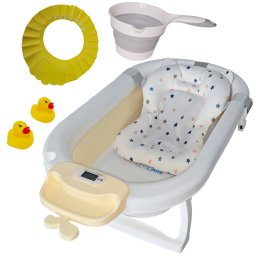 Cadita pliabila pentru bebelusi KidsCare bej cu termometru si accesorii