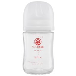 Biberon din sticla borosilicat 160 ml KidsCare cu tetina silicon