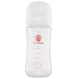 Biberon din sticla borosilicat 240 ml KidsCare cu tetina silicon