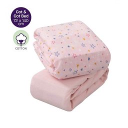 Set 2 cearceafuri cu elastic pentru patut 140x70 cm, roz, Clevamama