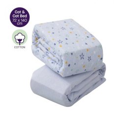 Set 2 cearceafuri cu elastic pentru patut 140x70 cm, blue, Clevamama