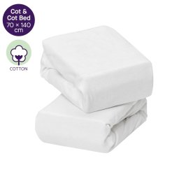 Set 2 cearceafuri cu elastic 70x140 cm din bumbac alb Clevamama