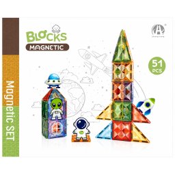 Joc magnetic pentru copii Diamond In spatiu, 51 piese, 7.5 cm