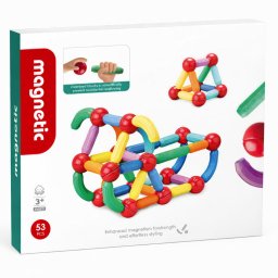 Set de constructie magnetic 3D pentru copii, 53 piese, Bufnitel