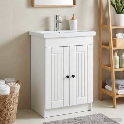 Dulap de baie sub chiuveta Alb 56 x 37,5 x 81 cm Lemn prelucrat GartenMobel Dekor