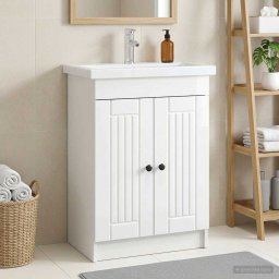 Dulap de baie sub chiuveta Alb foarte lucios 56 x 37,5 x 81 cm GartenMobel Dekor