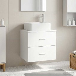 Vanitate cu chiuveta montata pe perete Alb 53 x 34,5 x 63 cm GartenMobel Dekor
