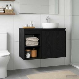 Dulap de Baie Intre Stejar Negru 30 x 41 x 50 cm Lemn prelucrat GartenMobel Dekor