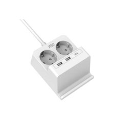 Prelungitor WELL 2 Prize 2x USB-A 1x USB-C Incarcator Wireless 2m Alb