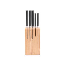 Set 5 cutite Brabantia Profile 1003298, Otel calit, Rezistent la zgarieturi si coroziune, Fag, Maro