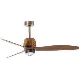 Ventilator de tavan FARO WEAVER M 334361N, LED dimabil, 16W/230V, Ø 128 cm, maro/alamă + telecomandă