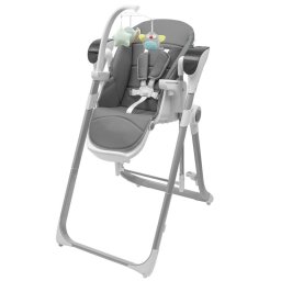 Scaun de masa 2 in 1, new baby, smart, poate fi utilizat si ca leagan pentru copii, cu telecomanda, spatar reglabil in 4 pozitii, cu 5 viteze de leganare, cu melodii si jucarii, 0-36 luni, grey