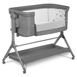 Patut co-sleeper, lionelo, leonie, plus, pliabil, cu sistem de leganare, cu setare unghiulara, reglabil in 6 pozitii pe inaltime, conform cu standardele europeane de securitate en1130 si en16890, gri