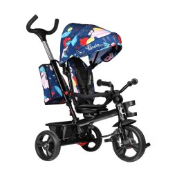 Tricicleta copii, lionelo, haari, cu suport pentru picioare, control al directiei, scaun reversibil, rotire 360 grade, pliabila, conform cu standardul european de securitate en71, albastru