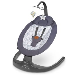 Balansoar si sezlong, lionelo, ralf, 2 in 1, electric, cu telecomanda si cablu usb, cu miscare laterala de balansare si 5 niveluri diferite de viteza, cu 12 melodii, gri/alb