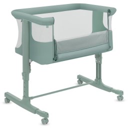 Patut co-sleeper, lionelo, aurora, 3 in 1, cu leganare si setare unghiulara, saltea cu densitate t25 si geanta transport, reglabil in 5 pozitii pe inaltime, pana la 9 kg, 0 luni+, 85x60x66 cm, en 1130:2019+ac:2020, en 16890:2, verde