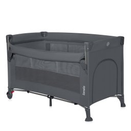 Patut pliant multifunctional, lionelo, ellen, cu laterala culisanta, nivel suplimentar, intrare laterala cu fermoar, 2 roti, saltea pliabila si geanta de transport incluse, 0- 36 luni, pana la 15 kg, 120x60 cm, conform cu en 716, gri