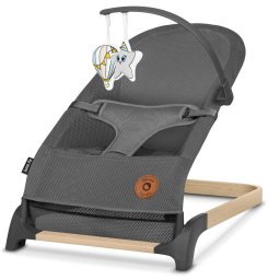 Fotoliu balansoar, lionelo june air, cu arcada cu jucarii, ergonomic, permite circulatia aerului, balansare manuala, pliabil, 0 luni+, gri