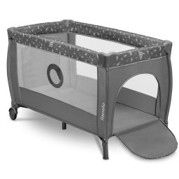 Patut pliant, lionelo, stefi plus, cu doua nivele, cu intrare laterala cu fermoar, 2 roti, 120x60 cm, conform cu standardul european de securitate en 716, gri