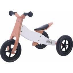 Bicicleta/tricicleta fara pedale, free2move, din lemn, 2 in 1, functie de bicicleta echilibru, sa reglabila, manere antiderapante, roti ajustabile, 18 luni - 3 ani, brown white