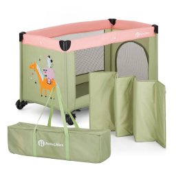 Patut pliant, petite&mars, koot, 120 x 60 cm, cu roti, functie de tarc, pliere compacta, include geanta de transport, intrare laterala cu fermoar, pereti din plasa, pana la 15 kg, 0-30 luni, boho