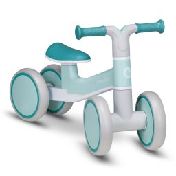 Bicicleta fara pedale, lionelo, villy, cu 4 roti, din spuma eva si tpr, stabila, manere moi, antiderapante, 12- 36 luni, sustine pana la 30 kg, certificata en 71-1:2014, en 71-2:2011, en 71-3:2019, verde turcoaz