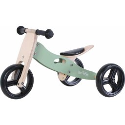 Bicicleta/tricicleta fara pedale, free2move, din lemn, 2 in 1, functie de bicicleta echilibru, scaun reglabil, roti ajustabile, manere antiderapante, varsta 1-3 ani, mint