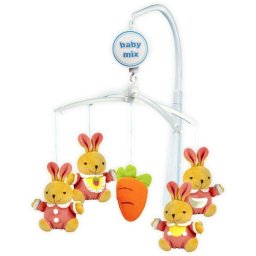 Carusel, baby mix, pentru patut, cu 5 jucarii din plus, bunnies