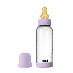 Bibs - set complet biberon boheme din sticla anticolici cu tetina din latex, flux mediu, 240 ml, violet sky