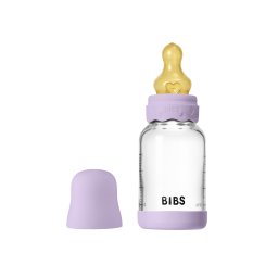 Bibs - set complet biberon boheme din sticla anticolici cu tetina din latex, flux lent, 120 ml, violet sky