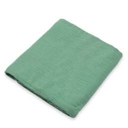 Paturica moale bebe, new baby, cu multiple intrebuintari, 60x60 cm, din muselina, 100% bumbac organic, green
